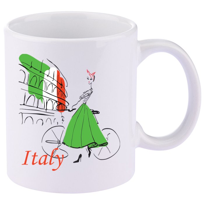 Italy 11oz C Handle Ceramic Mug