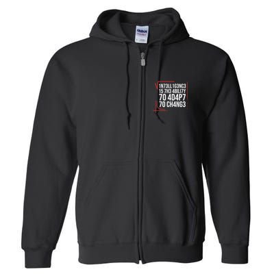 Intelligence Is The Ability To Adapt To Change Smart People Full Zip Hoodie