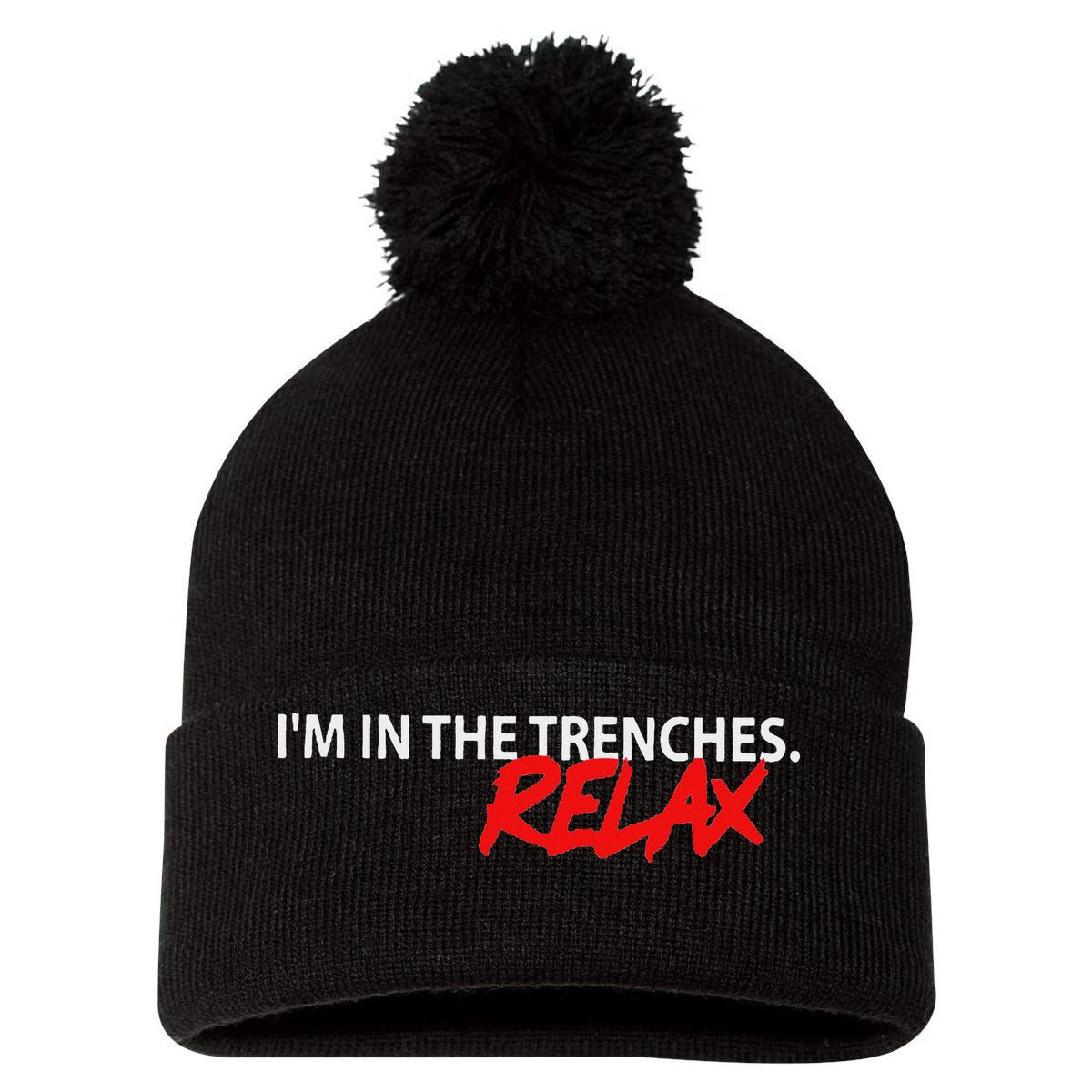 IM In The Trenches Relax Pom Pom 12in Knit Beanie