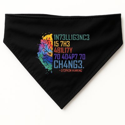 Intelligence Is The Ability To Adapt To Change USA-Made Doggie Bandana
