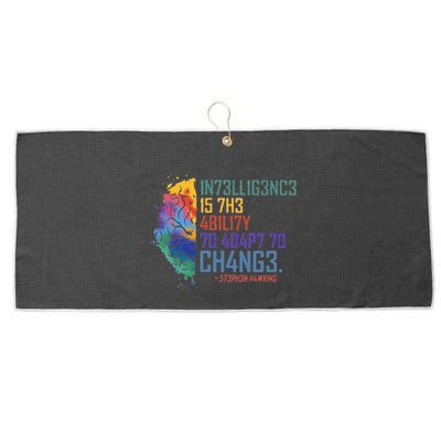 Intelligence Is The Ability To Adapt To Change Large Microfiber Waffle Golf Towel