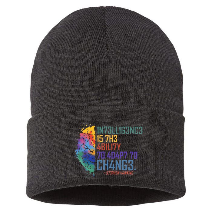 Intelligence Is The Ability To Adapt To Change Sustainable Knit Beanie