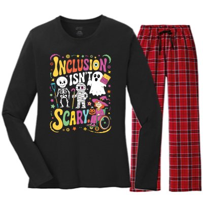 Inclusion IsnT Too Scary Ghost Slp Halloween Sped Teacher Women's Long Sleeve Flannel Pajama Set 