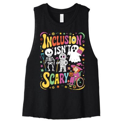 Inclusion IsnT Too Scary Ghost Slp Halloween Sped Teacher Women's Racerback Cropped Tank