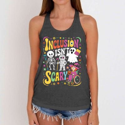 Inclusion IsnT Too Scary Ghost Slp Halloween Sped Teacher Women's Knotted Racerback Tank