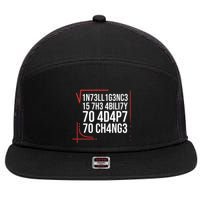 Intelligence Is The Ability To Adapt To Change Smart People 7 Panel Mesh Trucker Snapback Hat