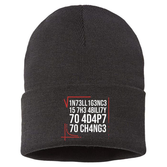 Intelligence Is The Ability To Adapt To Change Smart People Sustainable Knit Beanie