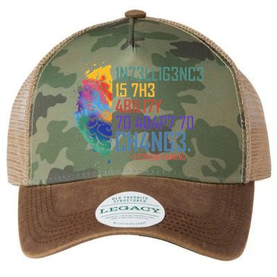 Intelligence Is The Ability To Adapt To Change Legacy Tie Dye Trucker Hat