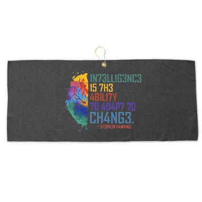 Intelligence Is The Ability To Adapt To Change Large Microfiber Waffle Golf Towel