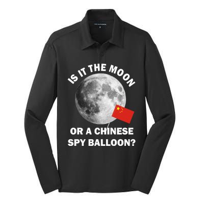 Is It The Moon Or A Chinese Spy Balloon Silk Touch Performance Long Sleeve Polo