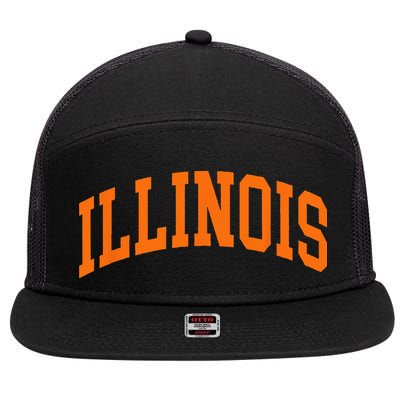 Illinois IL Throwback Design Classic 7 Panel Mesh Trucker Snapback Hat