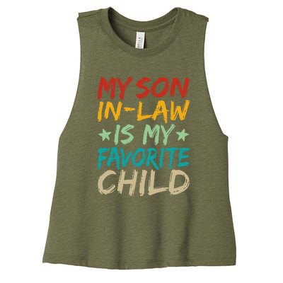 It's I'm The Favorite Son In Law Funny Family Humor Women's Racerback Cropped Tank