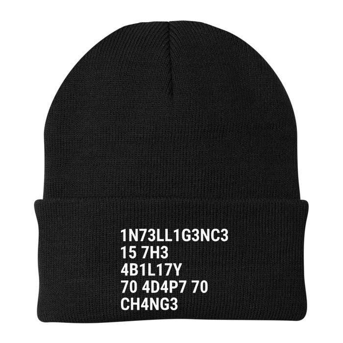 Intelligence Is The Ability To Adapt To Change Funny Code Knit Cap Winter Beanie