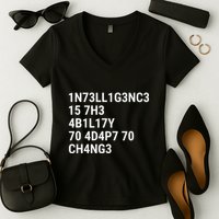 Intelligence Is The Ability To Adapt To Change Funny Code Women's V-Neck T-Shirt