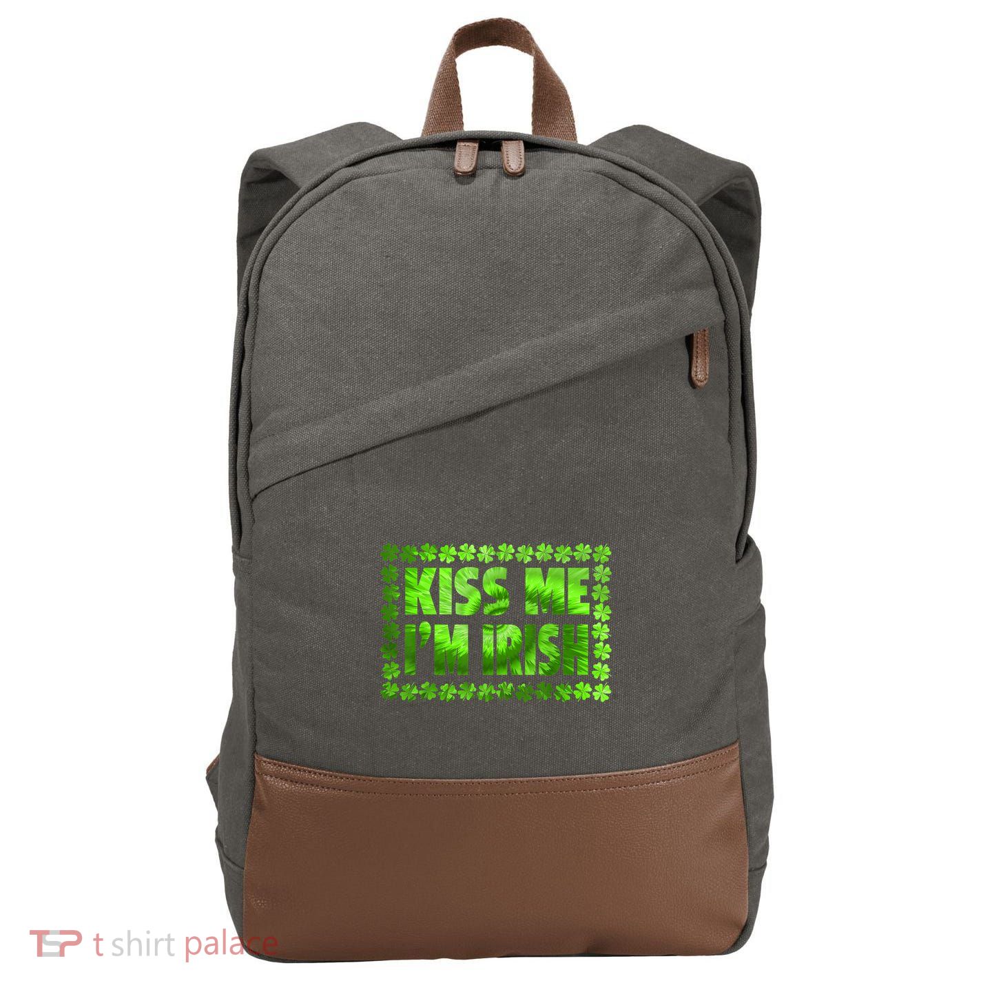 I'm Irish Tie Dye Shamrock St. Patrick's Day Cotton Canvas Backpack