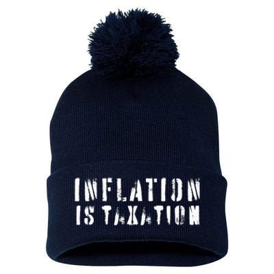 Inflation Is Taxation Pom Pom 12in Knit Beanie