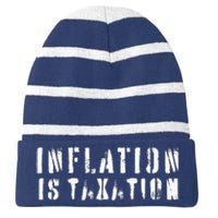 Inflation Is Taxation Striped Beanie with Solid Band