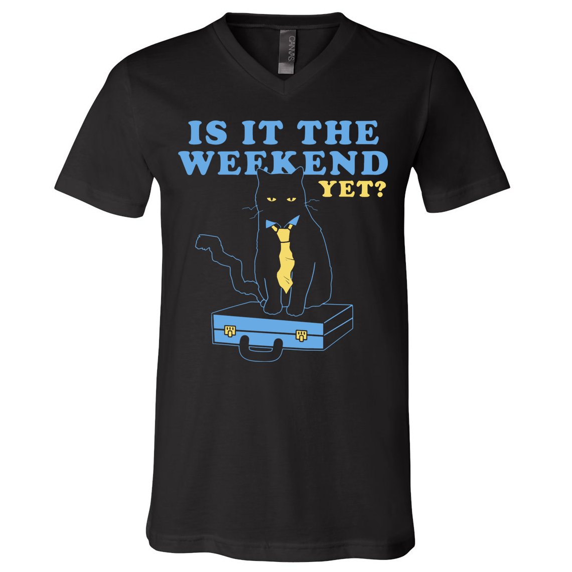 Is It The Weekend Yet Funny Cat V-Neck T-Shirt
