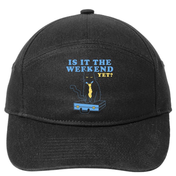Is It The Weekend Yet Funny Cat 7-Panel Snapback Hat