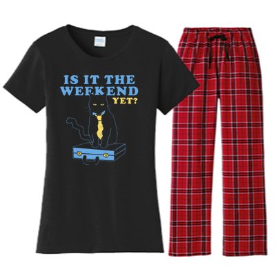 Is It The Weekend Yet Funny Cat Women's Flannel Pajama Set