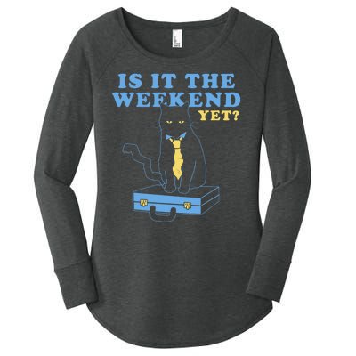 Is It The Weekend Yet Funny Cat Women's Perfect Tri Tunic Long Sleeve Shirt