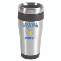 Is It The Weekend Yet Funny Cat 16oz Travel Tumbler