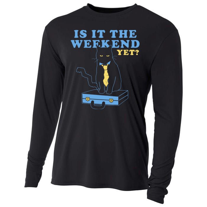 Is It The Weekend Yet Funny Cat Cooling Performance Long Sleeve Crew