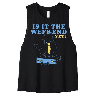 Is It The Weekend Yet Funny Cat Women's Racerback Cropped Tank