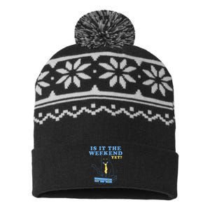 Is It The Weekend Yet Funny Cat USA-Made Snowflake Beanie