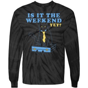 Is It The Weekend Yet Funny Cat Tie-Dye Long Sleeve Shirt