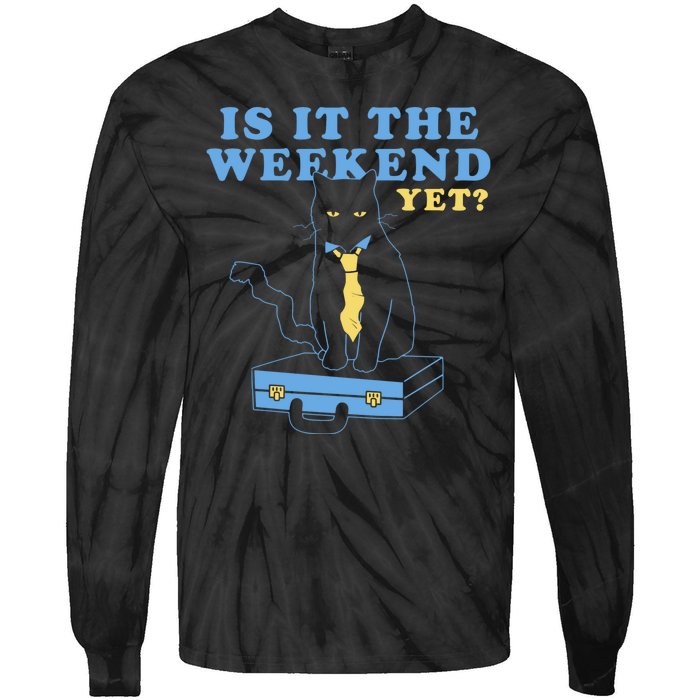 Is It The Weekend Yet Funny Cat Tie-Dye Long Sleeve Shirt