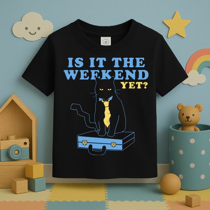 Is It The Weekend Yet Funny Cat Toddler T-Shirt