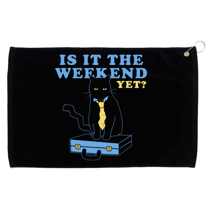 Is It The Weekend Yet Funny Cat Grommeted Golf Towel