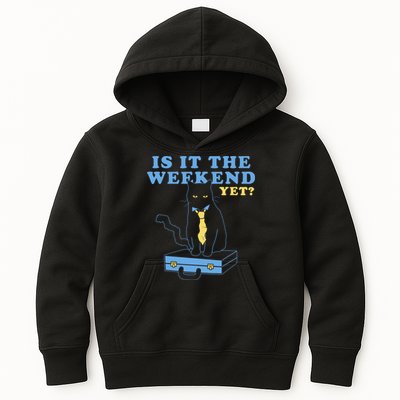 Is It The Weekend Yet Funny Cat Kids Hoodie