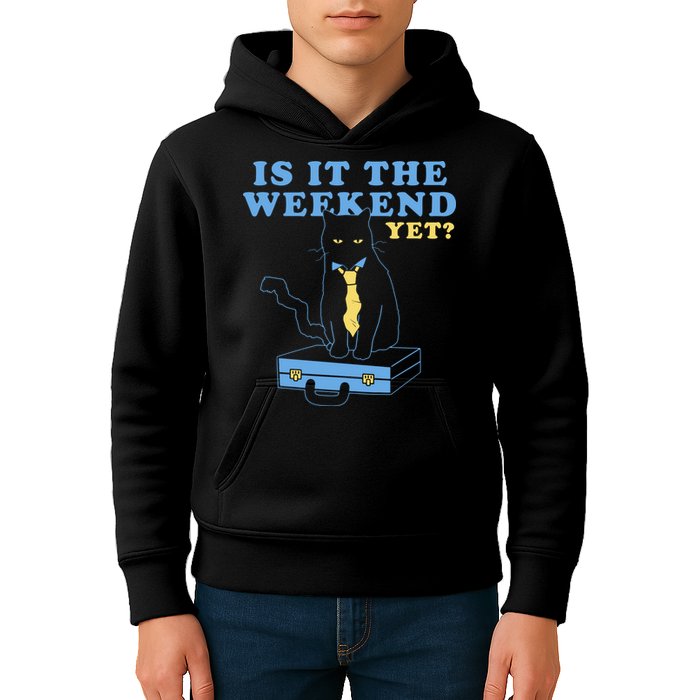 Is It The Weekend Yet Funny Cat Kids Hoodie
