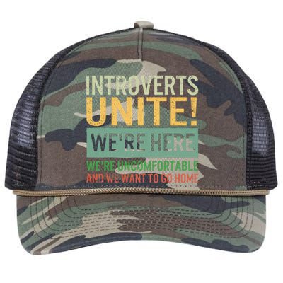 Introvert Introverts Unite Here Uncomfortable Want Go Home Retro Rope Trucker Hat Cap