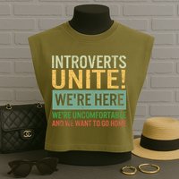Introvert Introverts Unite Here Uncomfortable Want Go Home Garment-Dyed Women's Muscle Tee