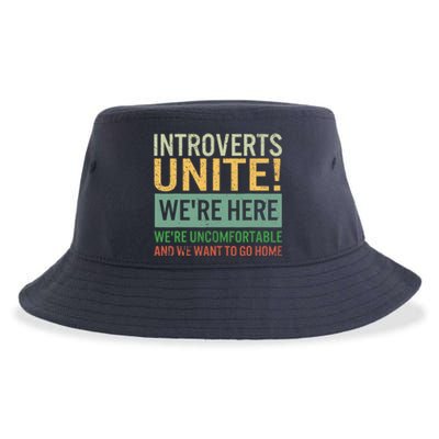 Introvert Introverts Unite Here Uncomfortable Want Go Home Sustainable Bucket Hat