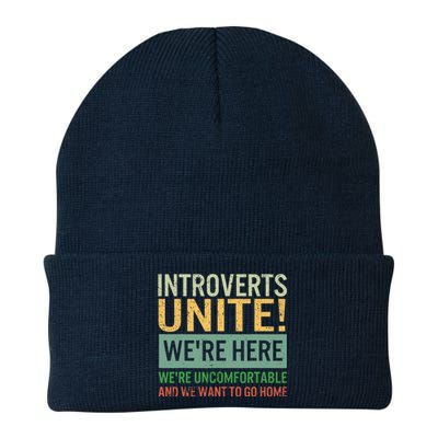 Introvert Introverts Unite Here Uncomfortable Want Go Home Knit Cap Winter Beanie