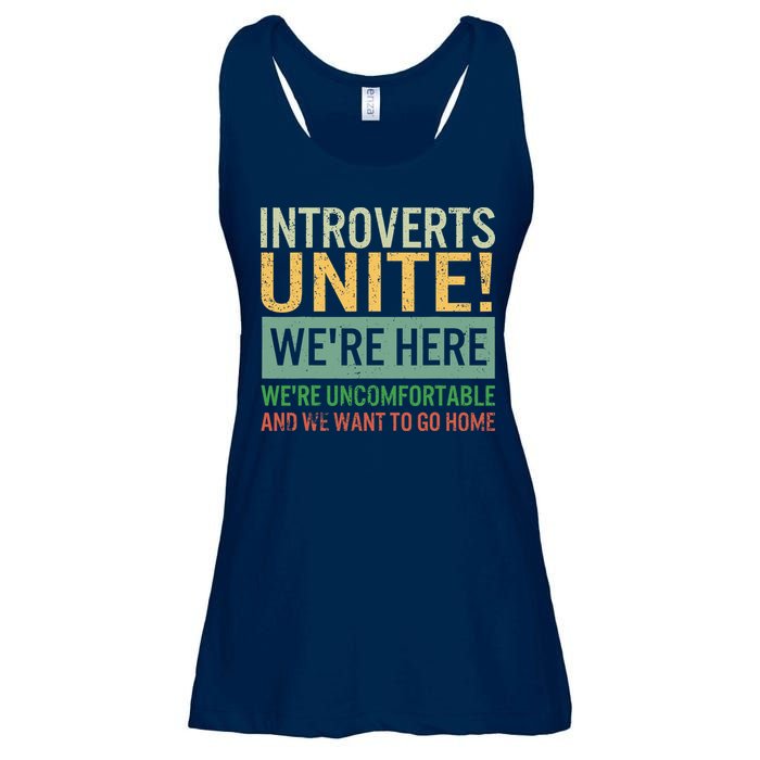 Introvert Introverts Unite Here Uncomfortable Want Go Home Ladies Essential Flowy Tank