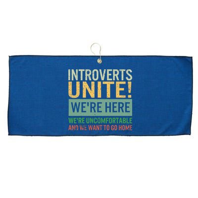 Introvert Introverts Unite Here Uncomfortable Want Go Home Large Microfiber Waffle Golf Towel