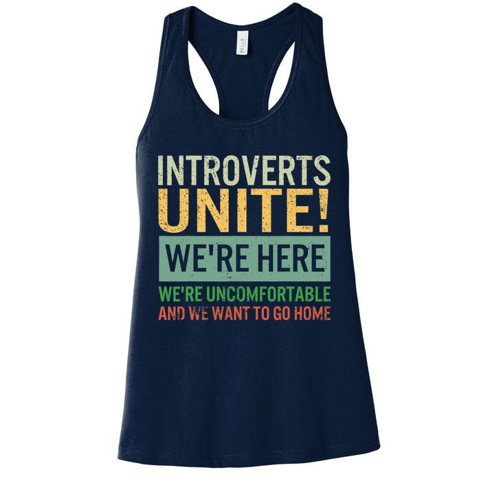 Introvert Introverts Unite Here Uncomfortable Want Go Home Womens Tank Top