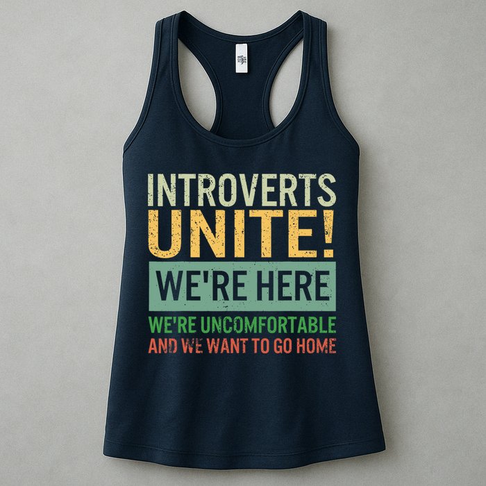 Introvert Introverts Unite Here Uncomfortable Want Go Home Womens Tank Top