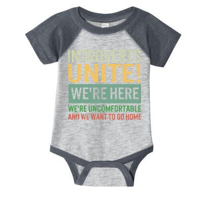 Introvert Introverts Unite Here Uncomfortable Want Go Home Infant Baby Jersey Bodysuit