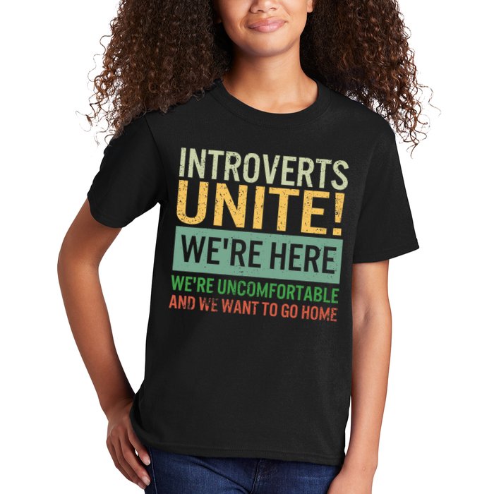 Introvert Introverts Unite Here Uncomfortable Want Go Home Kids T-Shirt