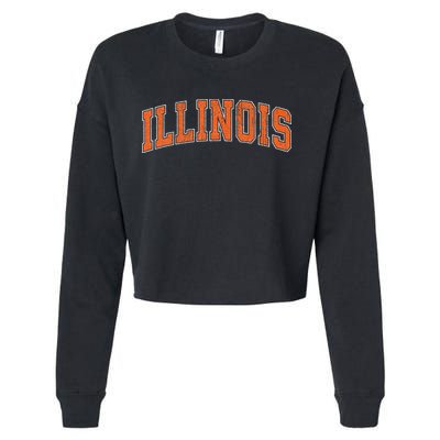 Illinois Il Vintage Athletic Sports Style Cropped Pullover Crew