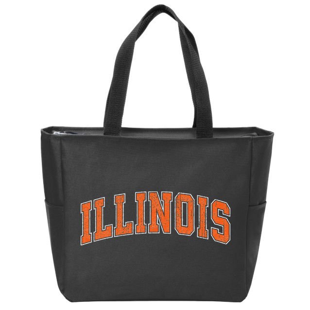 Illinois Il Vintage Athletic Sports Style Zip Tote Bag