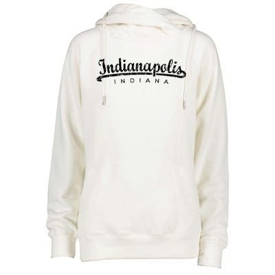 Indianapolis Indiana (Vintage Black) Indianapolis Gift Womens Funnel Neck Pullover Hood