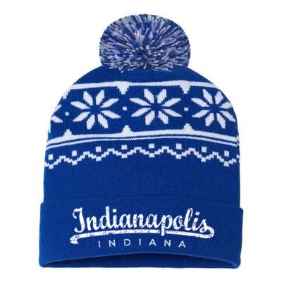 Indianapolis Indiana (Vintage Black) Indianapolis Gift USA-Made Snowflake Beanie