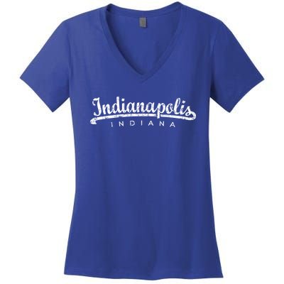 Indianapolis Indiana (Vintage Black) Indianapolis Gift Women's V-Neck T-Shirt